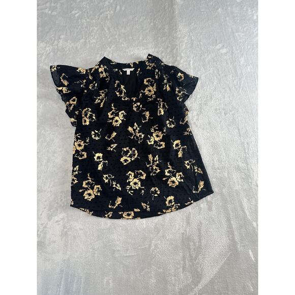 Joie “Marlina” Floral Popover V‑Neck Blouse – Waterfall Ruffle Sleeves - Picture 1 of 5